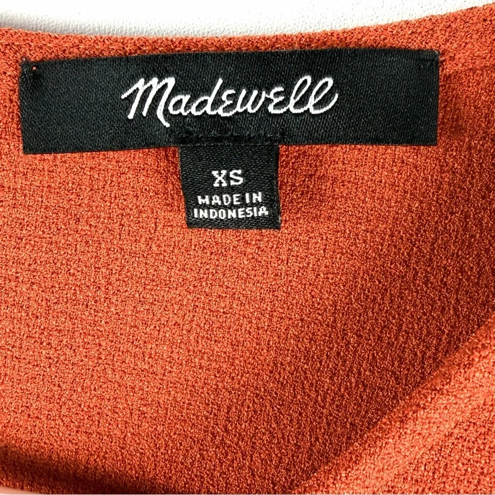 Madewell XS Orange Textured Flutter Sleeve Peplum Blouse Top - Picture 4 of 13